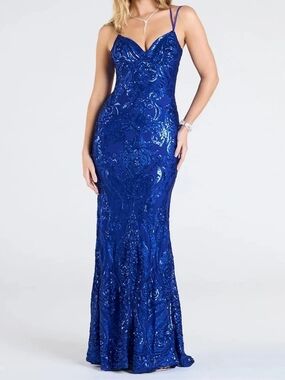 Windsor Royal Blue Sequin Spaghetti Strap Maxi Dress